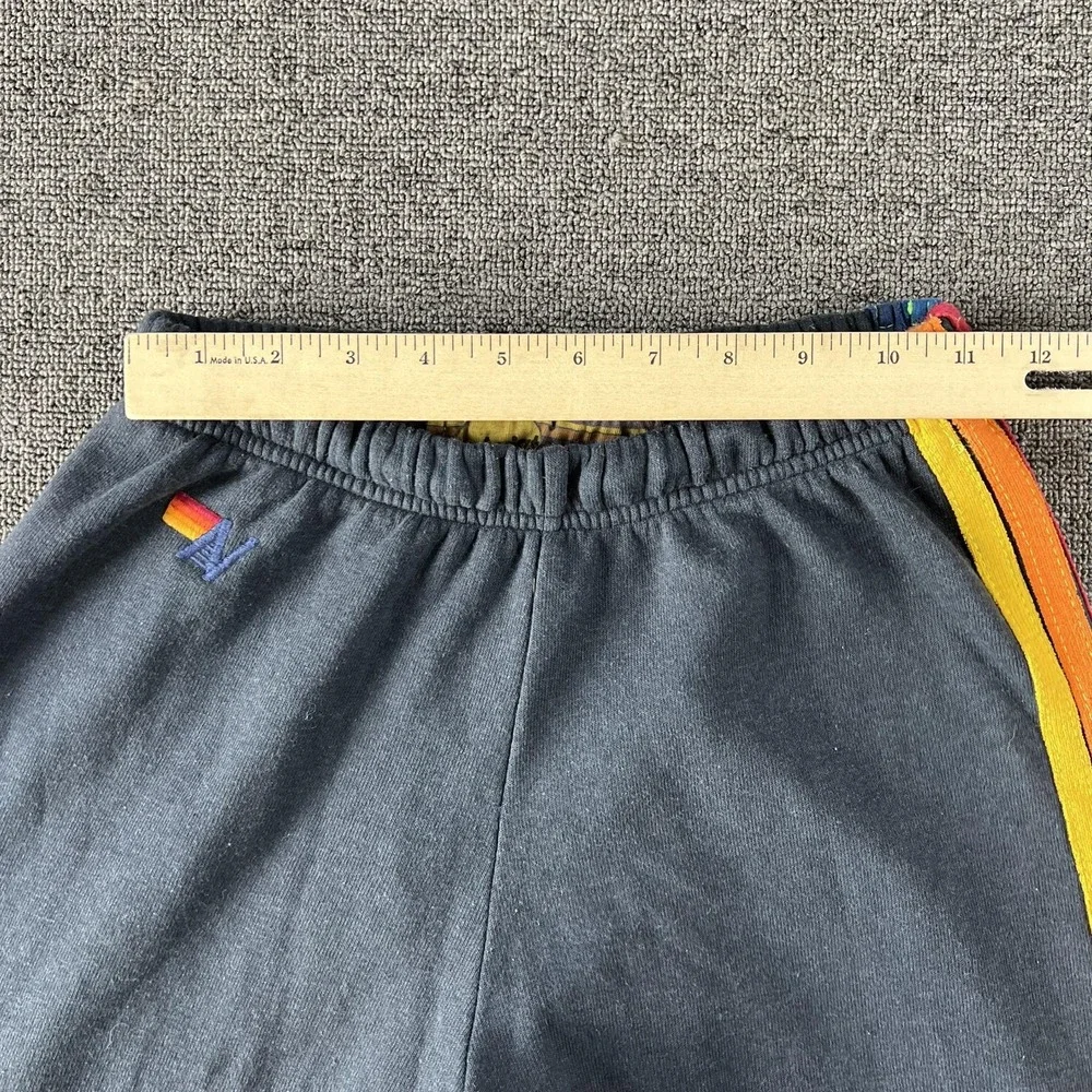 Aviator Nation Sweatpants Womens Small Gray Rainbow Stripe Fleece‎ Jogger Pants